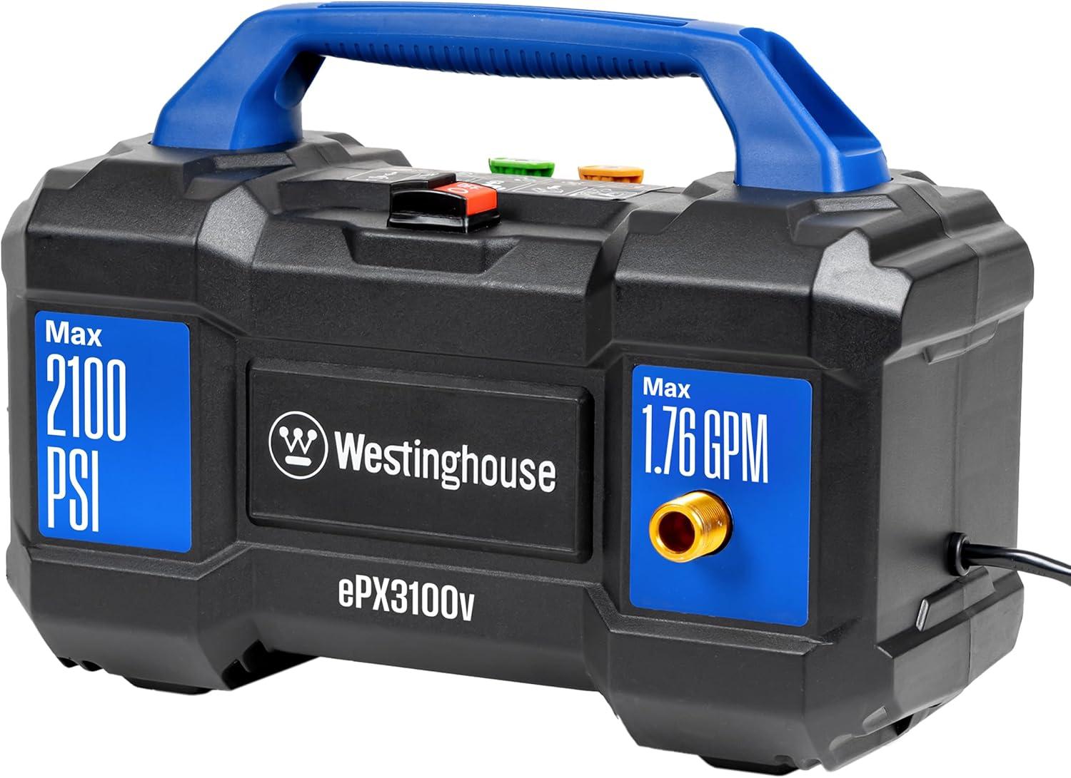 image:imageWestinghouse ePX3100v Electric Pressure Washer 2100 Max PSI 176 Max GPM Builtin Carry Handle Detachable Foam Cannon ProStyle Steel Wand 3Nozzle Set for CarsFencesDrivewaysHomePatios2100 Max PSI Handheld