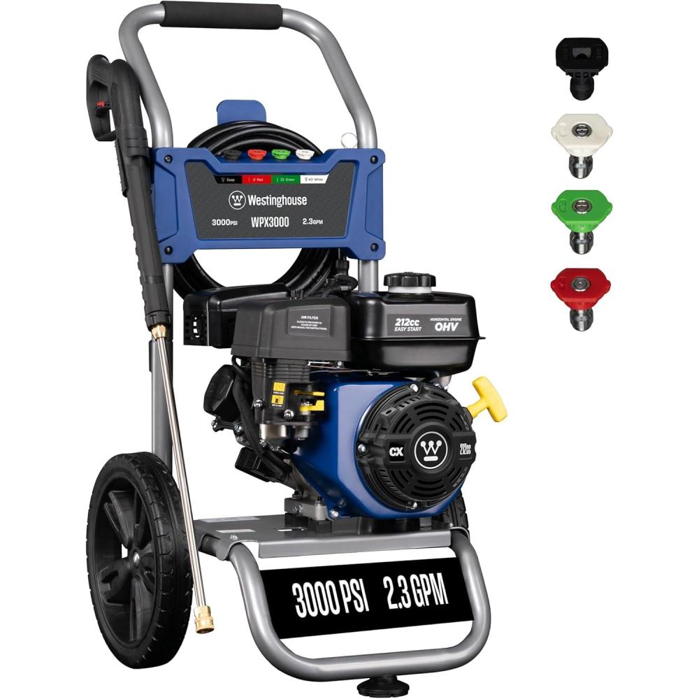 image:imageWestinghouse WPX2700 Gas Pressure Washer 2700 PSI and 23 Max GPM Onboard Soap Tank Spray Gun and Wand 5 Nozzle Set for CarsFencesDrivewaysHomesPatiosFurniture3000 Max PSI