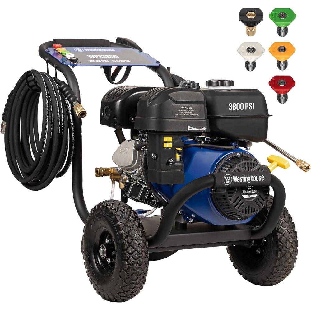 image:imageWestinghouse WPX3800 Gas Pressure Washer 3800 PSI and 36 Max GPM Onboard Soap Tank Spray Gun and Wand 5 Nozzle Set for CarsFencesDrivewaysHomesPatiosFurniture Black3800 Max PSI
