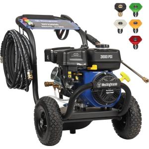 Westinghouse WPX3800 Gas Pressure Washer, 3800 PSI and 3.6 Max GPM, Onboard Soap Tank, Spray Gun and Wand, 5 Nozzle Set, for Cars/Fences/Driveways/Homes/Patios/Furniture, Black(3600 Max PSI)
