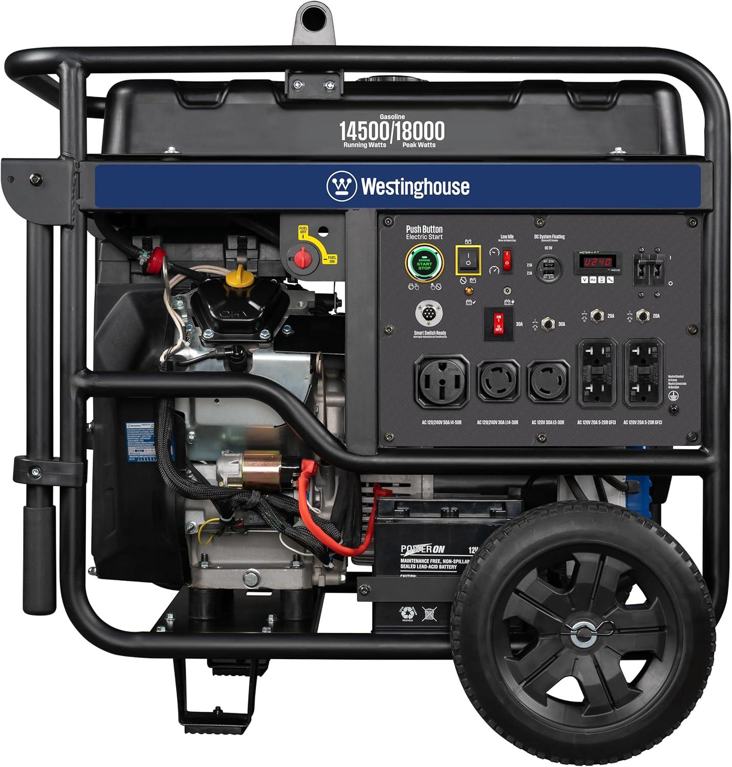 image:imageWestinghouse 15000 Peak Watt Home Backup Portable Generator Remote Electric Start with Auto Choke Transfer Switch Ready 30A amp 50 Outlets Gas Powered