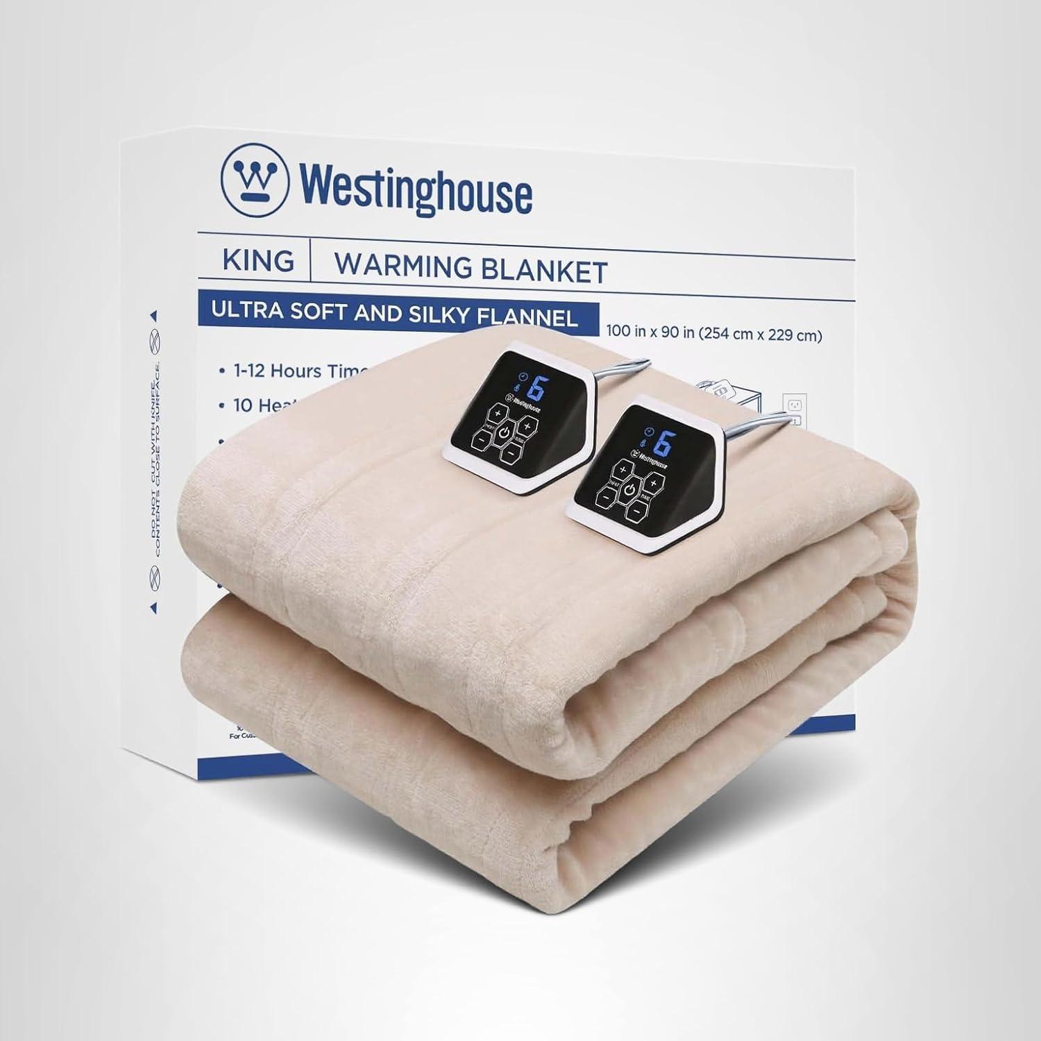 image:imageWestinghouse Heated Blanket Queen Size Electric Heating Blanket with 10 Heating Levels 112 Hours Auto Shut Off Fast Heating Warming Blanket Machine Washable Queen84x90 InchesLight GreyBeige