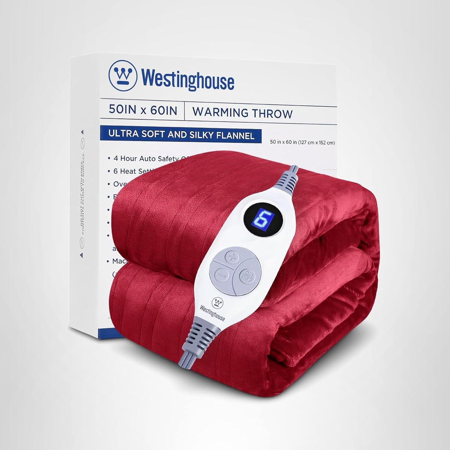 image:imageWestinghouse Heated Blanket Queen Size Electric Heating Blanket with 10 Heating Levels 112 Hours Auto Shut Off Fast Heating Warming Blanket Machine Washable Queen84x90 InchesLight GreyWine Red