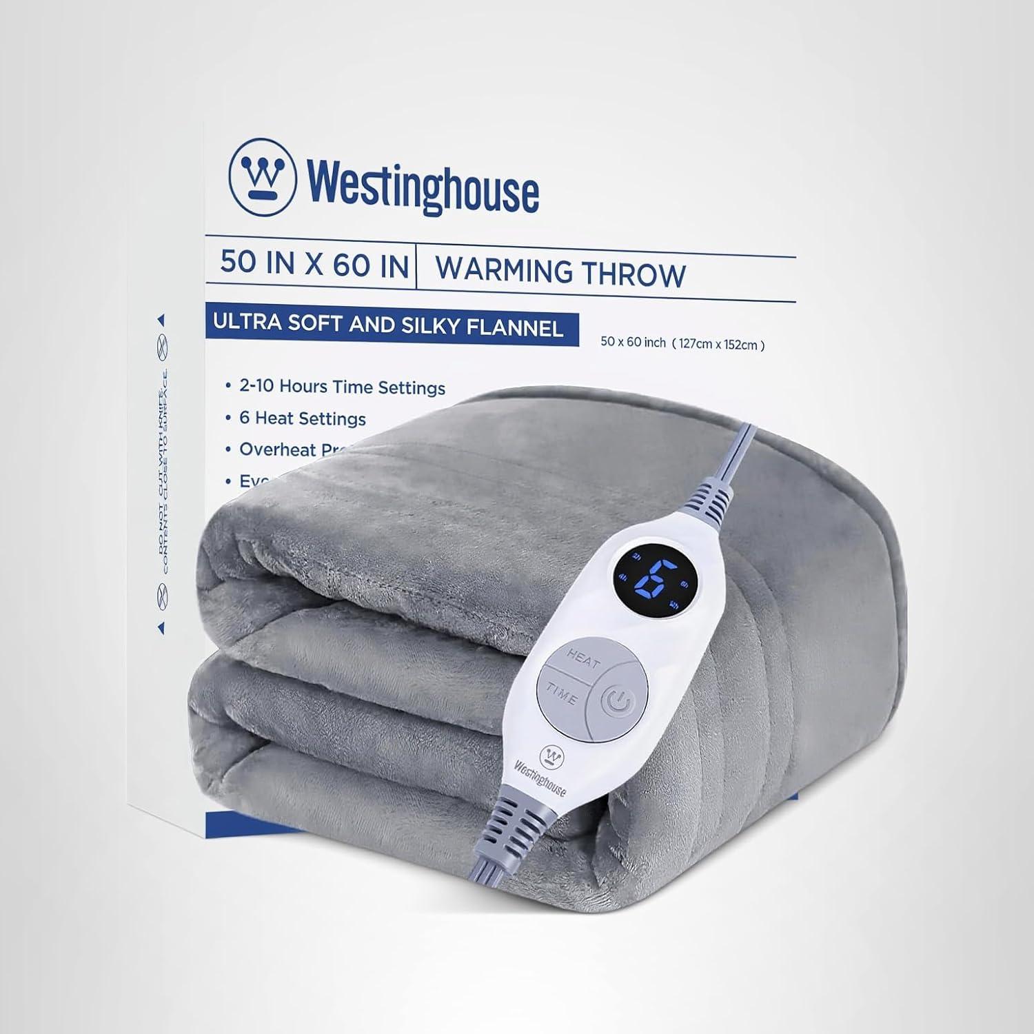 image:imageWestinghouse Heated Blanket Queen Size Electric Heating Blanket with 10 Heating Levels 112 Hours Auto Shut Off Fast Heating Warming Blanket Machine Washable Queen84x90 InchesLight GreyLight Grey