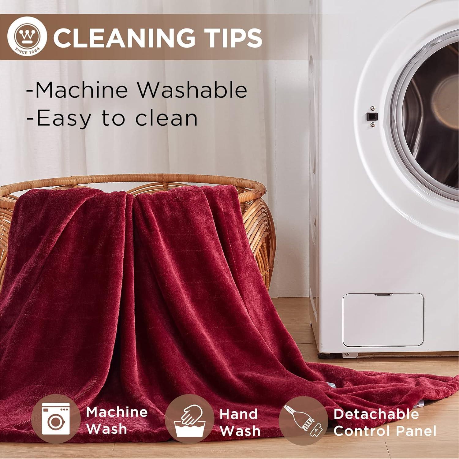 image:imageWestinghouse Heated Blanket Queen Size Electric Heating Blanket with 10 Heating Levels 112 Hours Auto Shut Off Fast Heating Warming Blanket Machine Washable Queen84x90 InchesLight GreyWine Red
