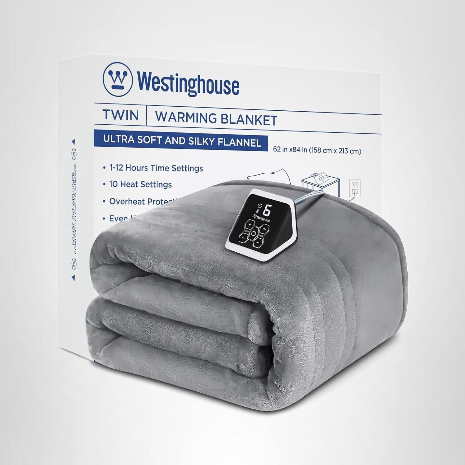 image:imageWestinghouse Heated Blanket Queen Size Electric Heating Blanket with 10 Heating Levels 112 Hours Auto Shut Off Fast Heating Warming Blanket Machine Washable Queen84x90 InchesLight GreyLight Grey