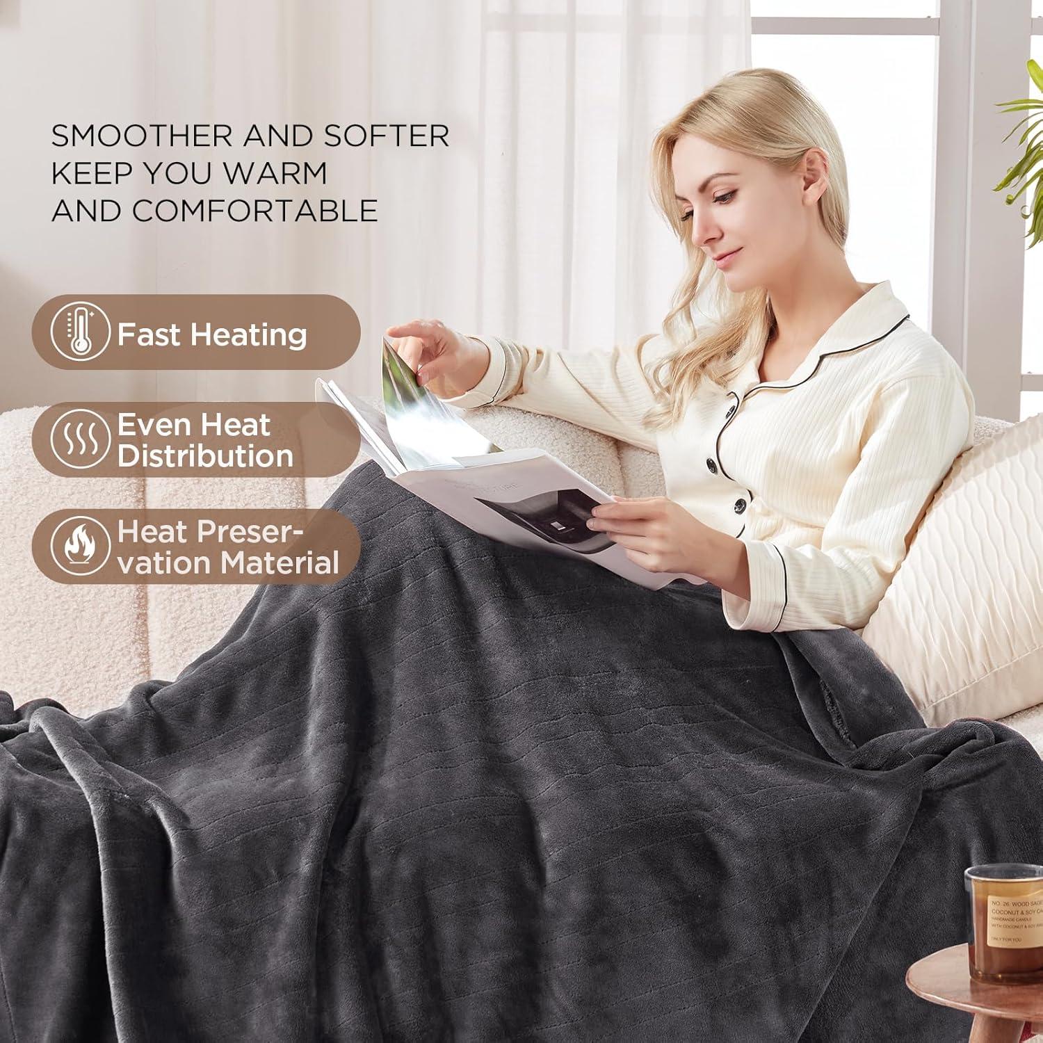 image:imageWestinghouse Heated Blanket Queen Size Electric Heating Blanket with 10 Heating Levels 112 Hours Auto Shut Off Fast Heating Warming Blanket Machine Washable Queen84x90 InchesLight GreyCharcoal