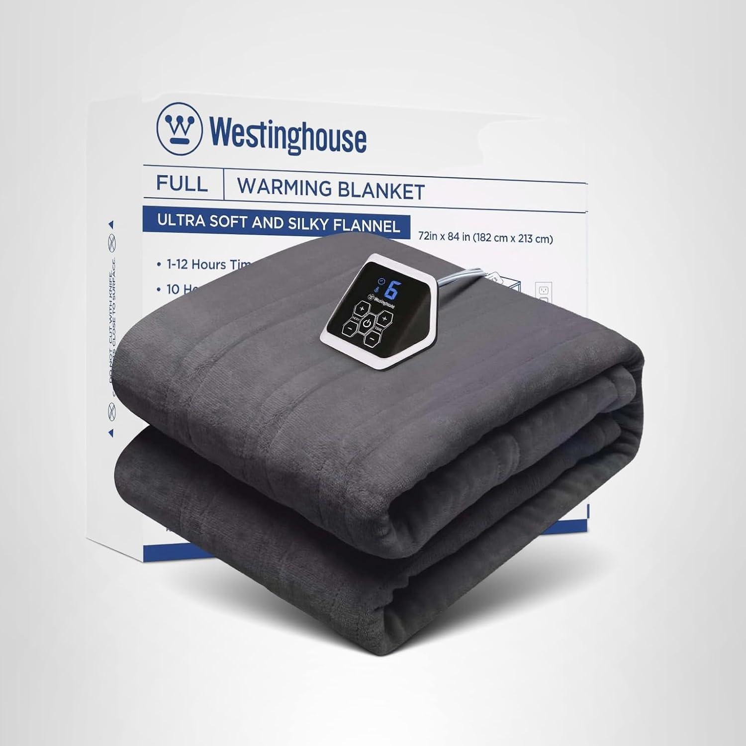 image:imageWestinghouse Heated Blanket Queen Size Electric Heating Blanket with 10 Heating Levels 112 Hours Auto Shut Off Fast Heating Warming Blanket Machine Washable Queen84x90 InchesLight GreyCharcoal
