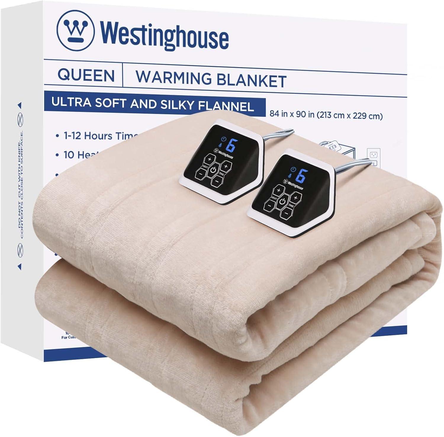 image:imageWestinghouse Heated Blanket Queen Size Electric Heating Blanket with 10 Heating Levels 112 Hours Auto Shut Off Fast Heating Warming Blanket Machine Washable Queen84x90 InchesLight GreyBeige