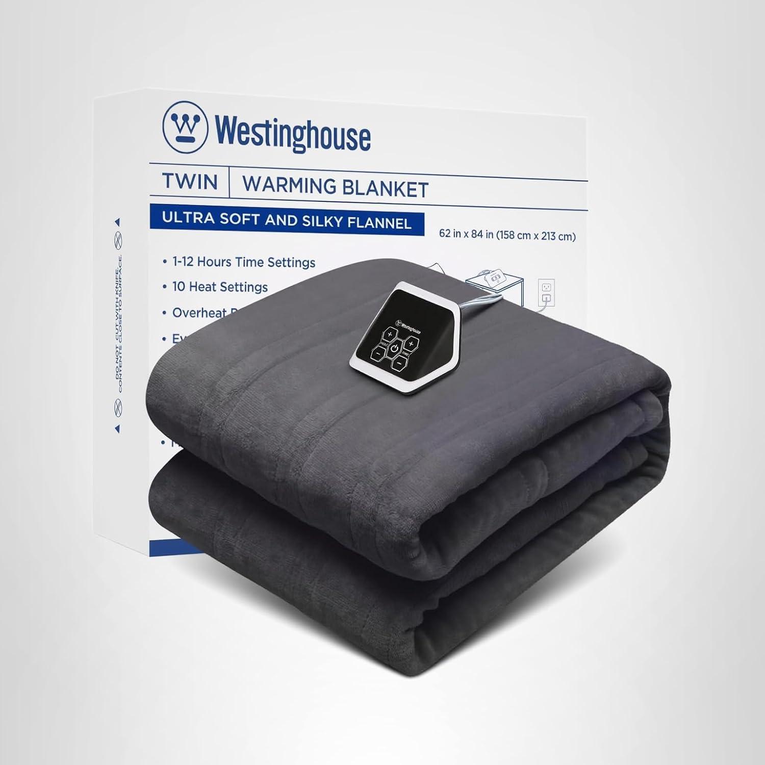 image:imageWestinghouse Heated Blanket Queen Size Electric Heating Blanket with 10 Heating Levels 112 Hours Auto Shut Off Fast Heating Warming Blanket Machine Washable Queen84x90 InchesLight GreyCharcoal