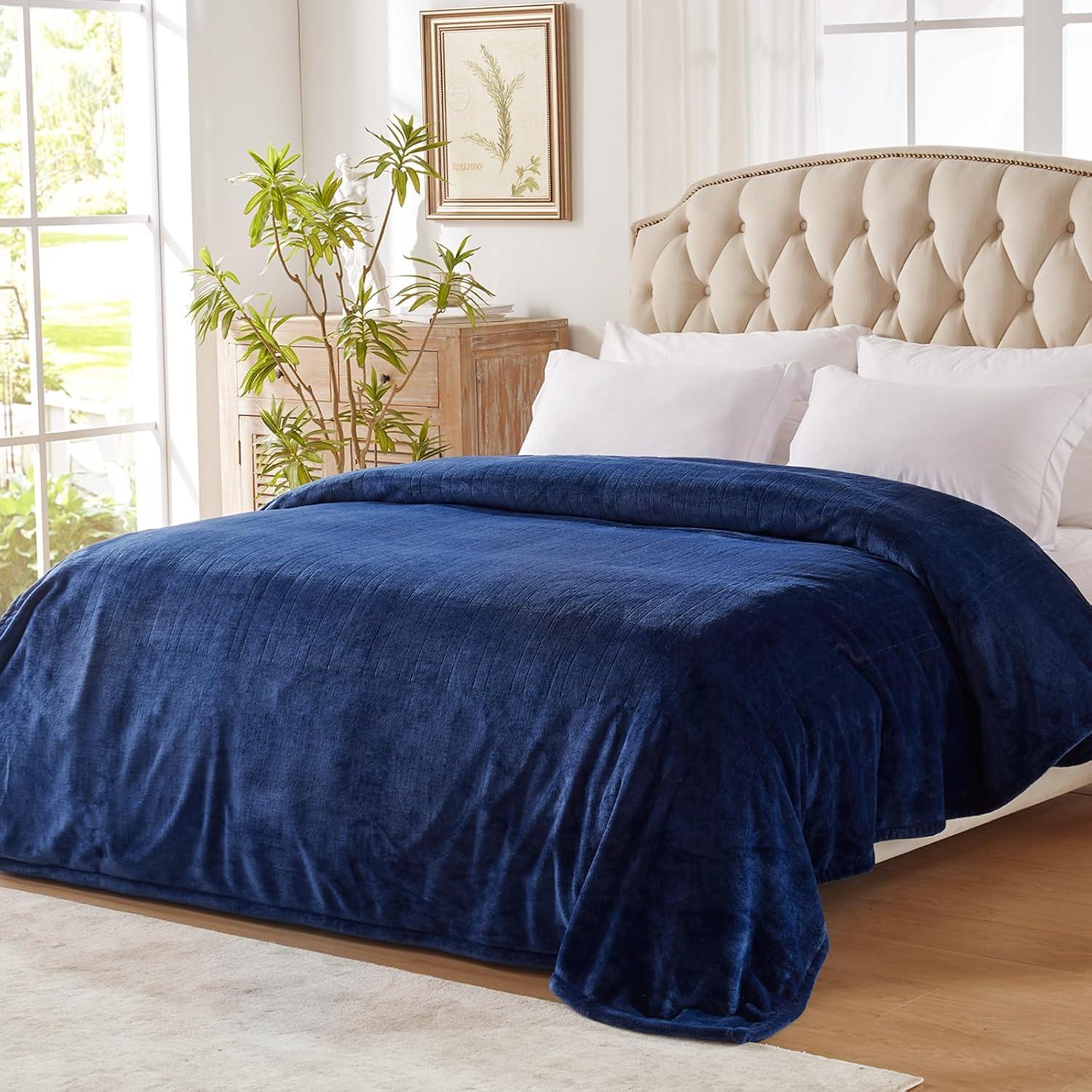 image:imageWestinghouse Heated Blanket Queen Size Electric Heating Blanket with 10 Heating Levels 112 Hours Auto Shut Off Fast Heating Warming Blanket Machine Washable Queen84x90 InchesLight GreyNavy Blue