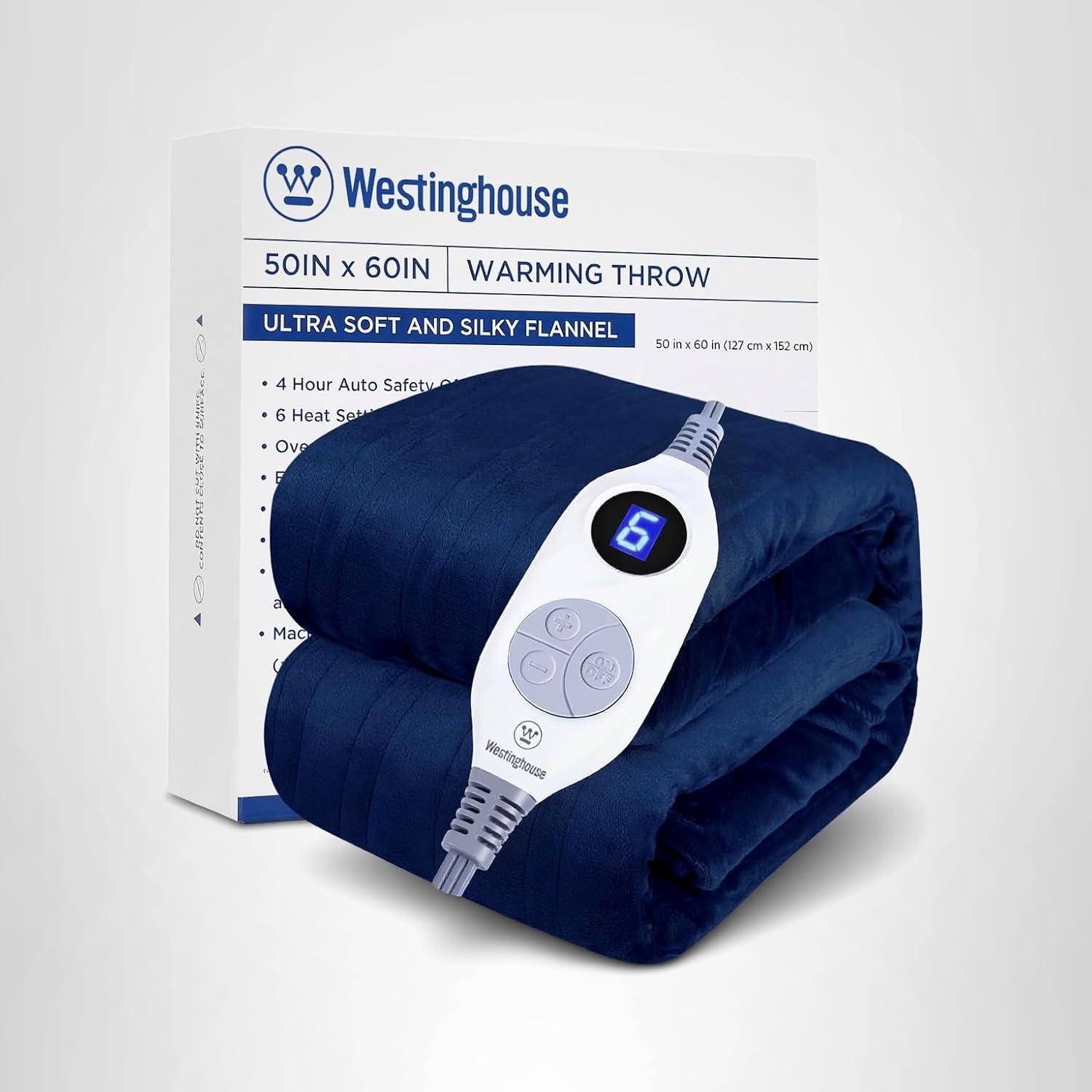 image:imageWestinghouse Heated Blanket Queen Size Electric Heating Blanket with 10 Heating Levels 112 Hours Auto Shut Off Fast Heating Warming Blanket Machine Washable Queen84x90 InchesLight GreyNavy Blue