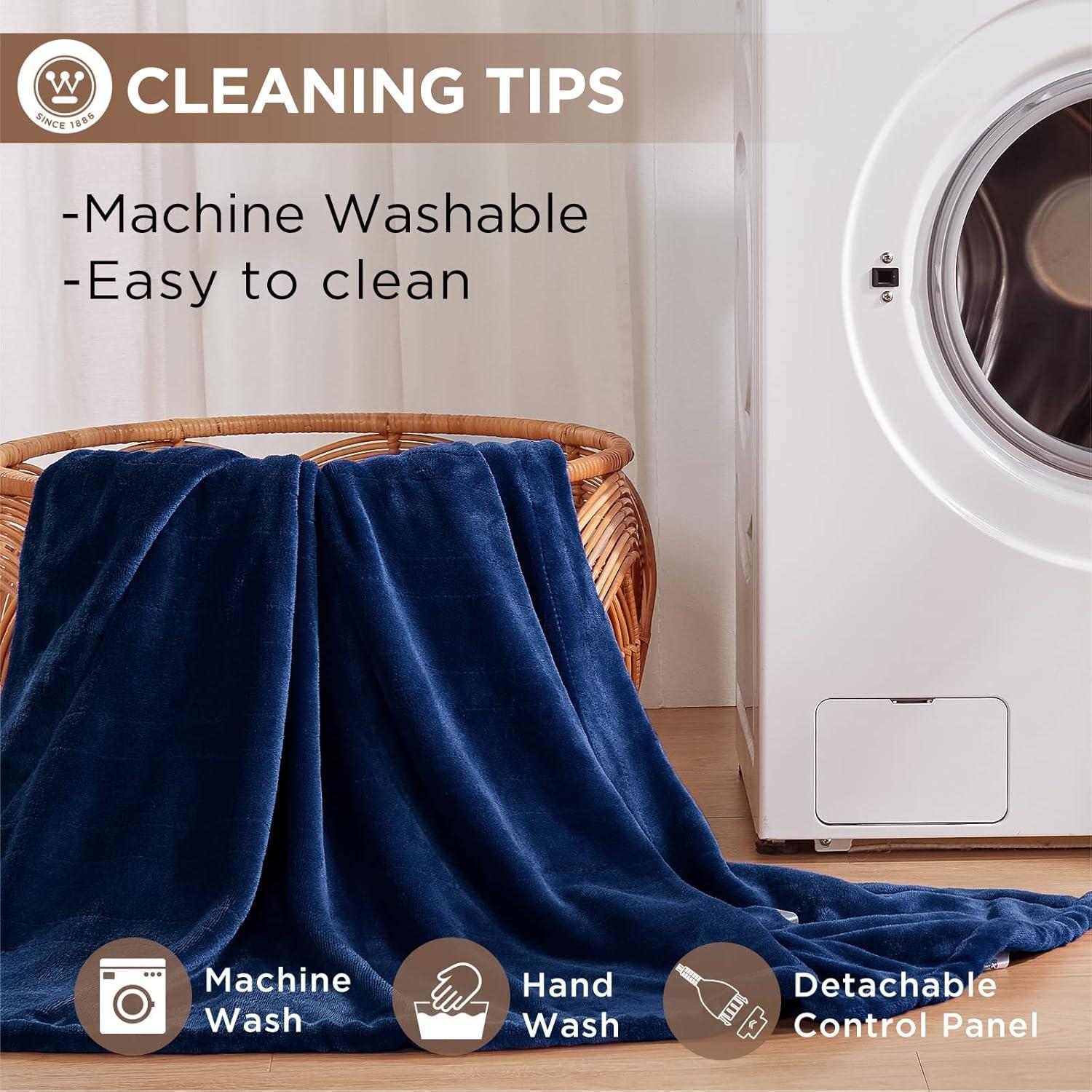 image:imageWestinghouse Heated Blanket Queen Size Electric Heating Blanket with 10 Heating Levels 112 Hours Auto Shut Off Fast Heating Warming Blanket Machine Washable Queen84x90 InchesLight GreyNavy Blue