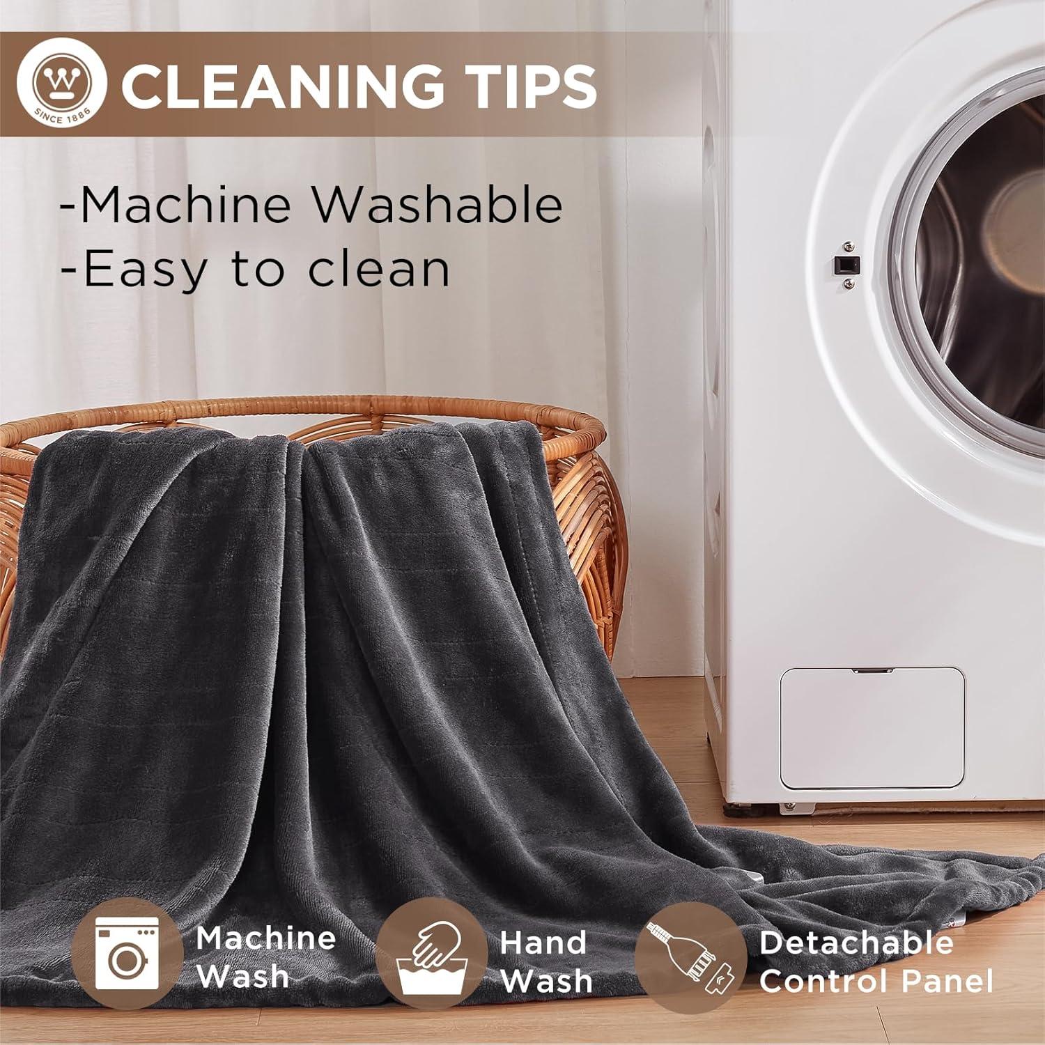 image:imageWestinghouse Heated Blanket Queen Size Electric Heating Blanket with 10 Heating Levels 112 Hours Auto Shut Off Fast Heating Warming Blanket Machine Washable Queen84x90 InchesLight GreyCharcoal