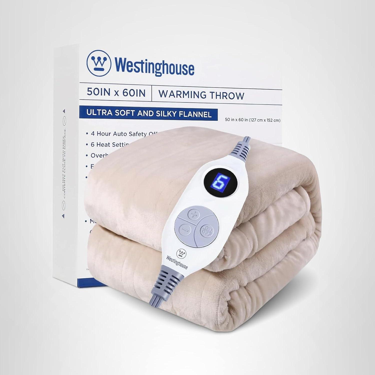 image:imageWestinghouse Heated Blanket Queen Size Electric Heating Blanket with 10 Heating Levels 112 Hours Auto Shut Off Fast Heating Warming Blanket Machine Washable Queen84x90 InchesLight GreyBeige