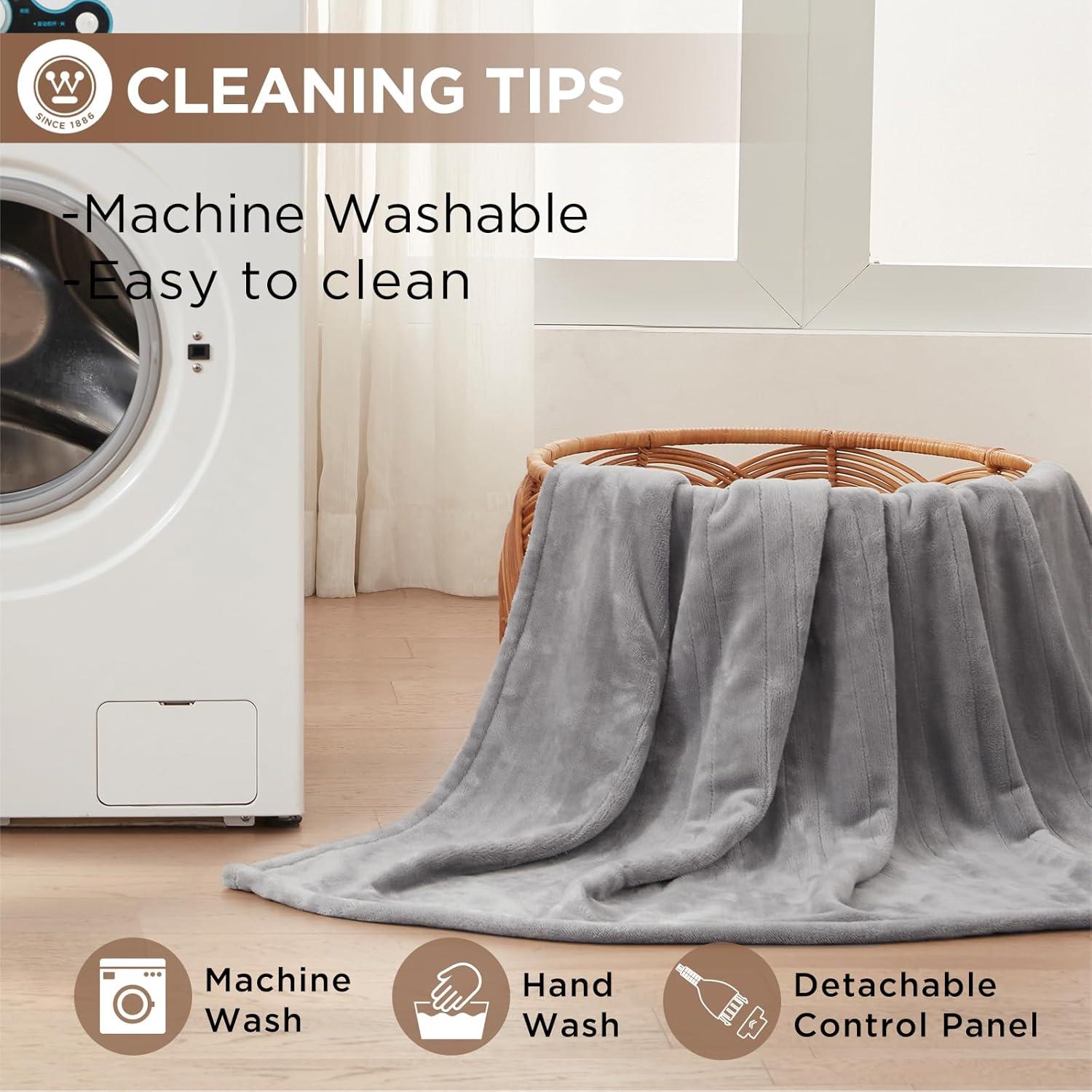 image:imageWestinghouse Heated Blanket Queen Size Electric Heating Blanket with 10 Heating Levels 112 Hours Auto Shut Off Fast Heating Warming Blanket Machine Washable Queen84x90 InchesLight GreyLight Grey