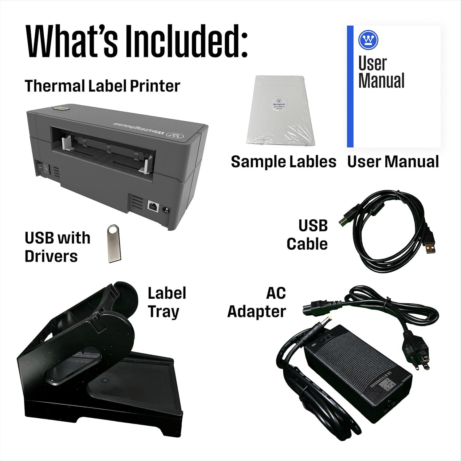 image:imageWestinghouse USB Shipping Label Printer for Mac amp Windows Compatible with USPS UPS FedEx Ebay Amazon amp More Commercial Grade Thermal Label Printer for Shipping Packages Includes Sample Labels