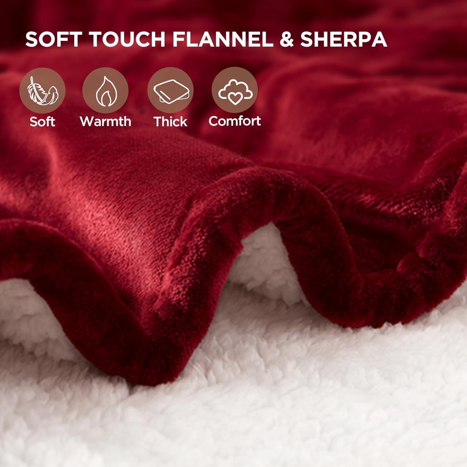 image:imageWestinghouse Heated Blanket Queen Size Soft Flannel to Sherpa Electric Blanket with 10 Heating Levels 12 Hours Auto Off Fast Heating Blanket Machine Washable 84x90 Inch CharcoalRed