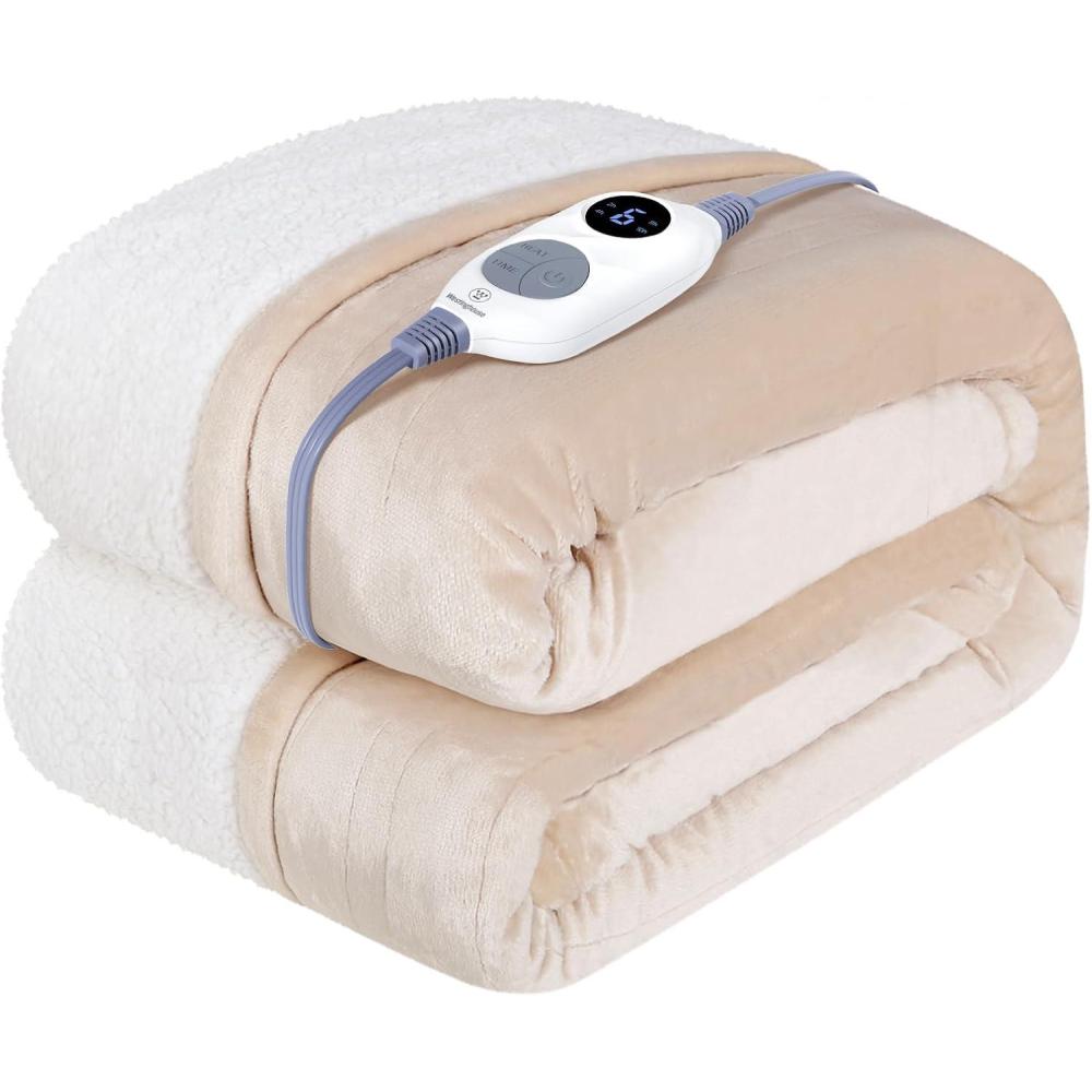 image:imageWestinghouse Heated Blanket Queen Size Soft Flannel to Sherpa Electric Blanket with 10 Heating Levels 12 Hours Auto Off Fast Heating Blanket Machine Washable 84x90 Inch CharcoalBeige