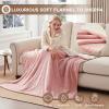 Westinghouse Heated Blanket Queen Size, Soft Flannel to Sherpa Electric Blanket with 10 Heating Levels, 12 Hours Auto Off, Fast Heating Blanket, Machine Washable, 84×90 Inch, Charcoal(Pink)