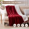 Westinghouse Heated Blanket Queen Size, Soft Flannel to Sherpa Electric Blanket with 10 Heating Levels, 12 Hours Auto Off, Fast Heating Blanket, Machine Washable, 84×90 Inch, Charcoal(Red)