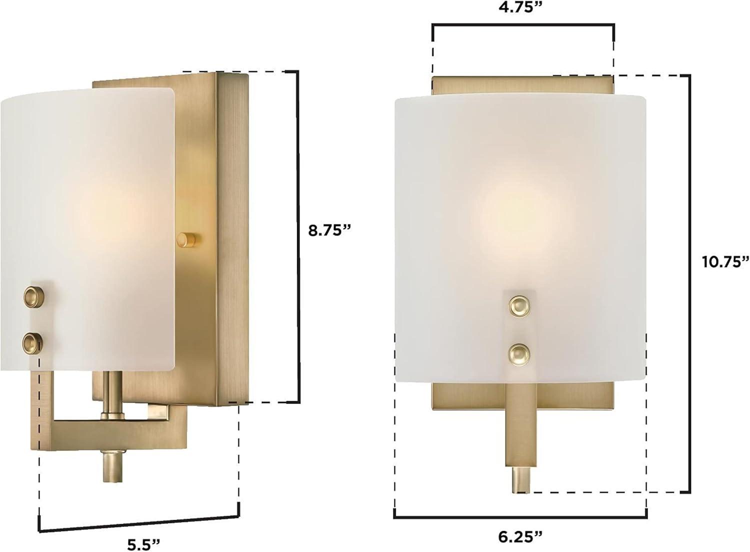 image:imageWestinghouse 6128300 Enzo James Contemporary One Light Wall Fixture Brushed Brass Finish Frosted GlassChampagne Brass