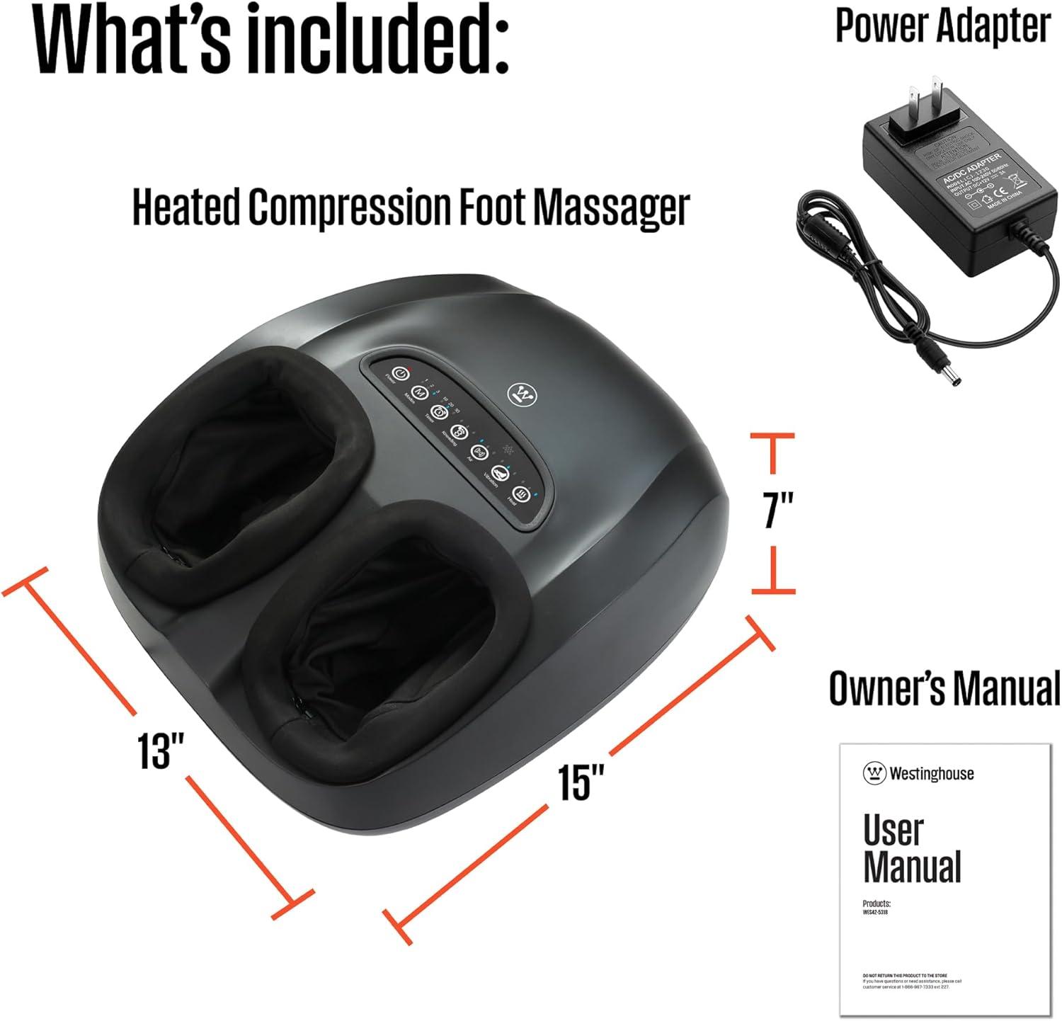 image:imageWestinghouse Foot Massager with Heat amp Compression Adjustable Heat amp Intensity Levels Shiatsu Kneading Vibration amp Heel Scraping Heated Electric Foot Massager for Dynamic Spa Like Massage