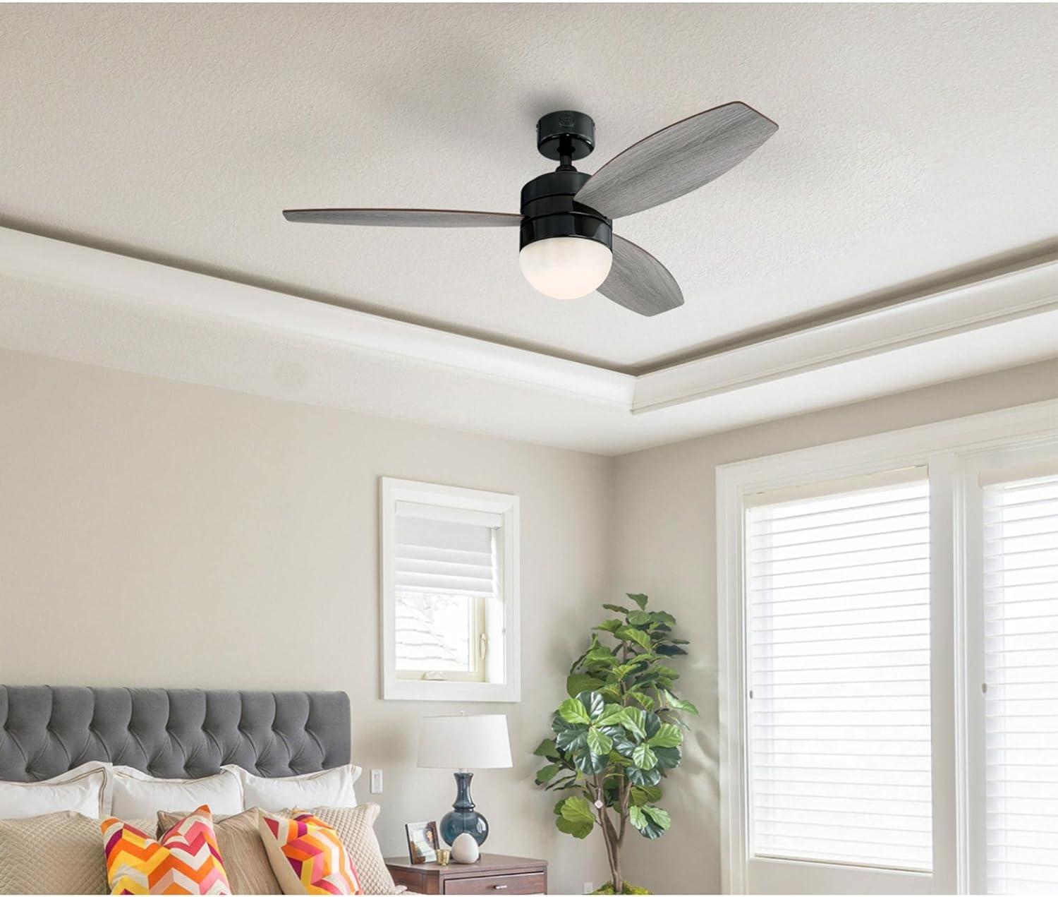 image:imageWestinghouse Lighting 7305200 Drake Modern LED Ceiling Fan with Light and Remote 48 Inch Gun Metal Finish Opal Frosted Glass