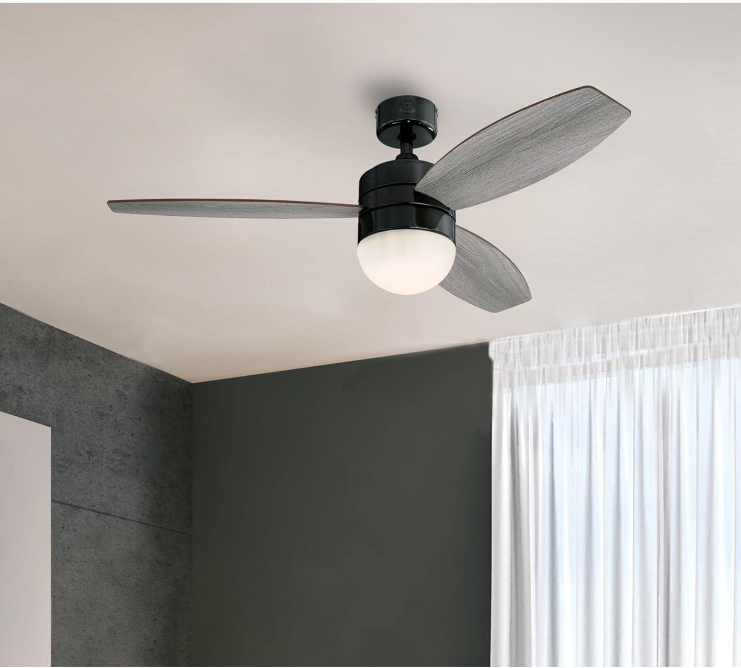 image:imageWestinghouse Lighting 7305200 Drake Modern LED Ceiling Fan with Light and Remote 48 Inch Gun Metal Finish Opal Frosted Glass