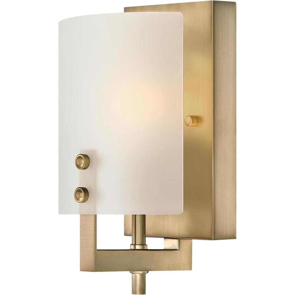 image:imageWestinghouse 6128300 Enzo James Contemporary One Light Wall Fixture Brushed Brass Finish Frosted GlassChampagne Brass