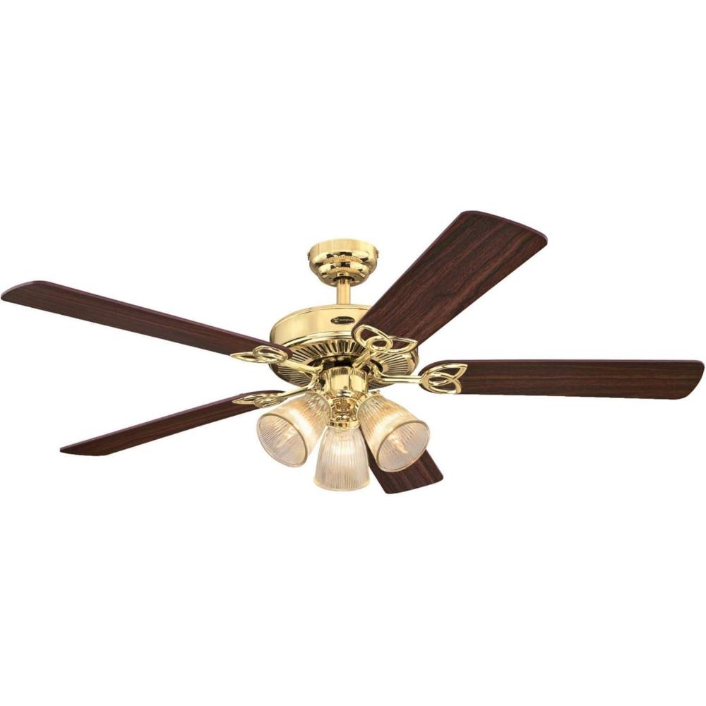 image:imageWestinghouse 7237100 Vintage Indoor Ceiling Fan with Light 52 Inch Brushed NickelPolished Brass