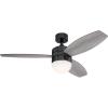 Westinghouse Lighting 7305200 Drake, Modern LED Ceiling Fan with Light and Remote, 48 Inch, Gun Metal Finish, Opal Frosted Glass