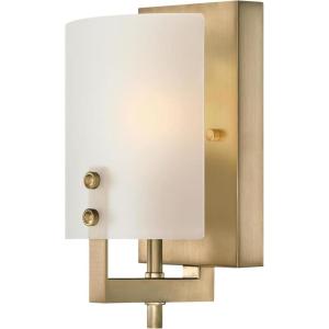 Westinghouse 6128300 Enzo James Contemporary One Light Wall Fixture, Brushed Brass Finish, Frosted Glass(Champagne Brass)