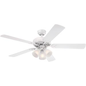 Westinghouse 7237100 Vintage Indoor Ceiling Fan with Light, 52 Inch, Brushed Nickel(White)
