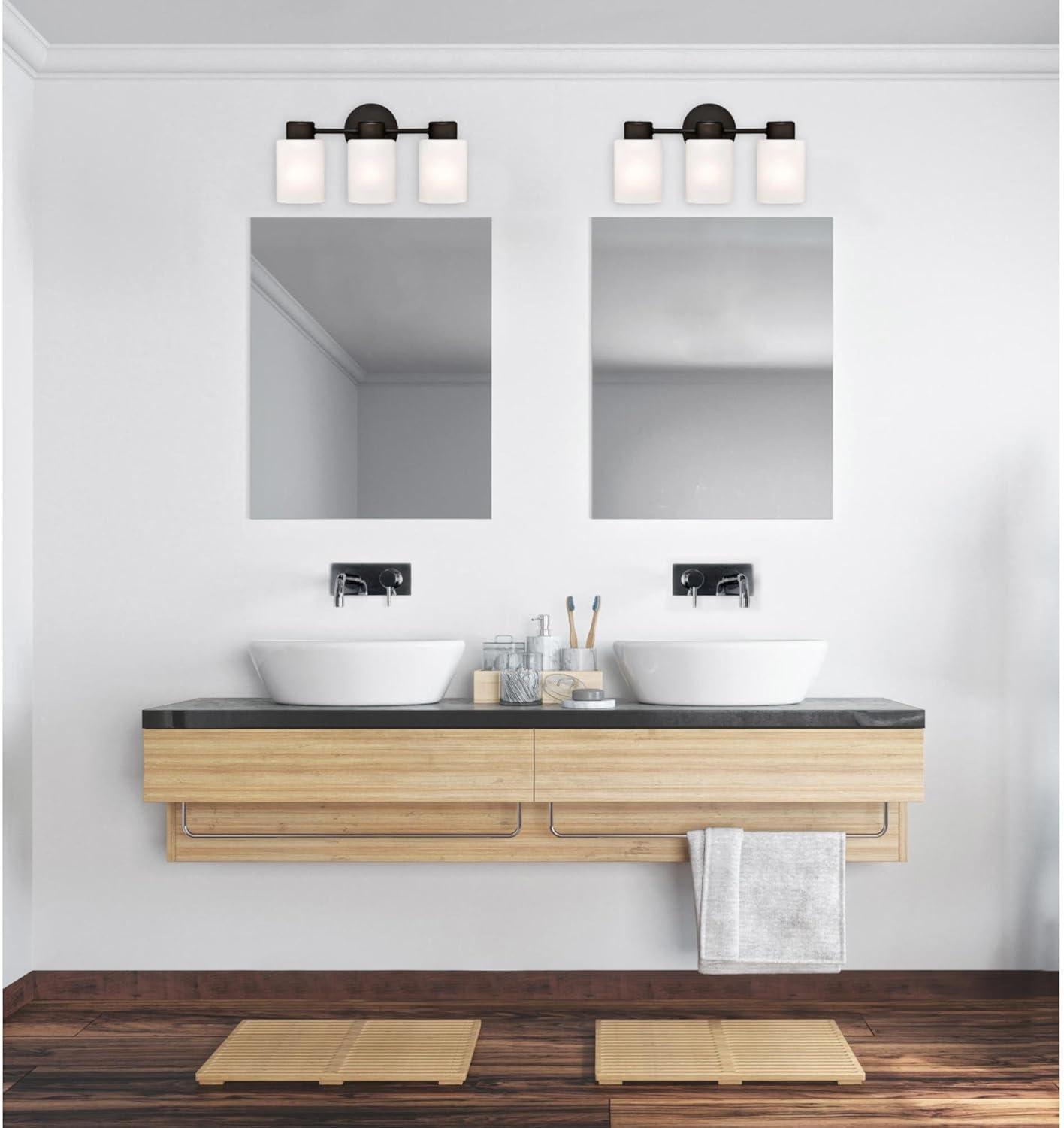 image:imageWestinghouse 6354100 Sylvestre ThreeLight Indoor Wall Fixture Oil Rubbed Bronze Finish with Frosted Glass