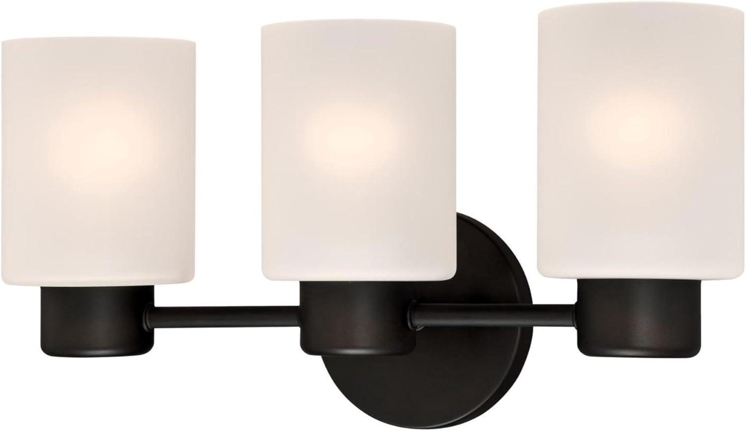 image:imageWestinghouse 6354100 Sylvestre ThreeLight Indoor Wall Fixture Oil Rubbed Bronze Finish with Frosted Glass