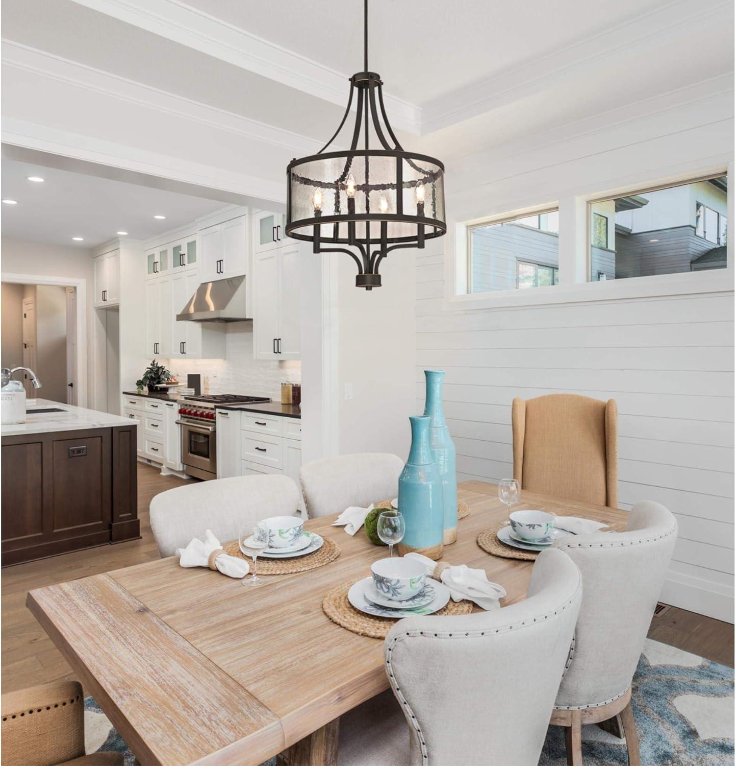 image:imageWestinghouse 6368400 Belle View FourLight Indoor Oil Rubbed Bronze Finish with Highlights and Clear Seeded Glass Chandelier One Size Oilrubbed Bronze