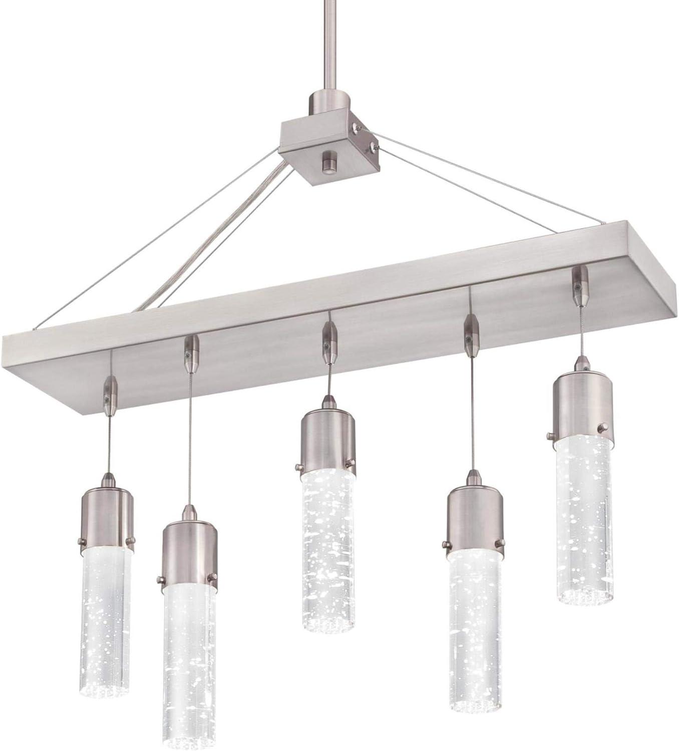 image:imageWestinghouse 6371900 Cava FiveLight LED Indoor Chandelier Brushed Nickel Finish with Bubble Glass