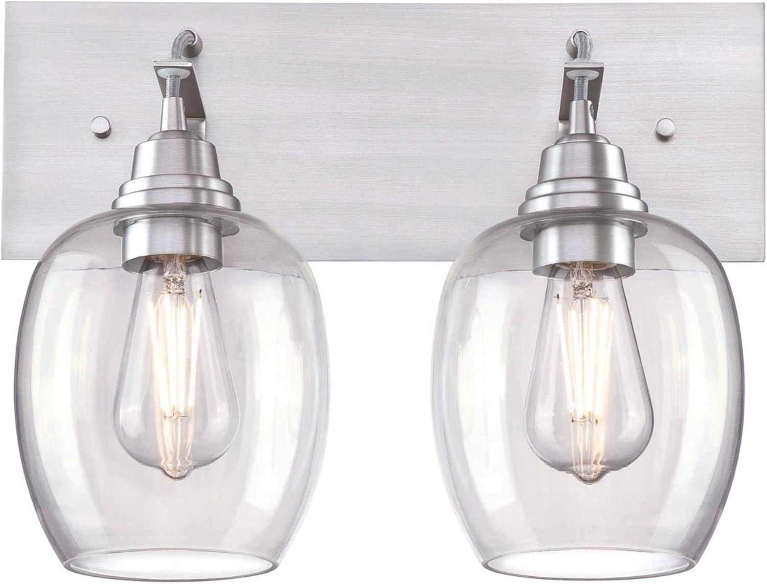 image:imageWestinghouse 6574100 Eldon TwoLight Indoor Wall Fixture Aluminum Finish with Clear Glass Brushed NickelBrushed Nickel