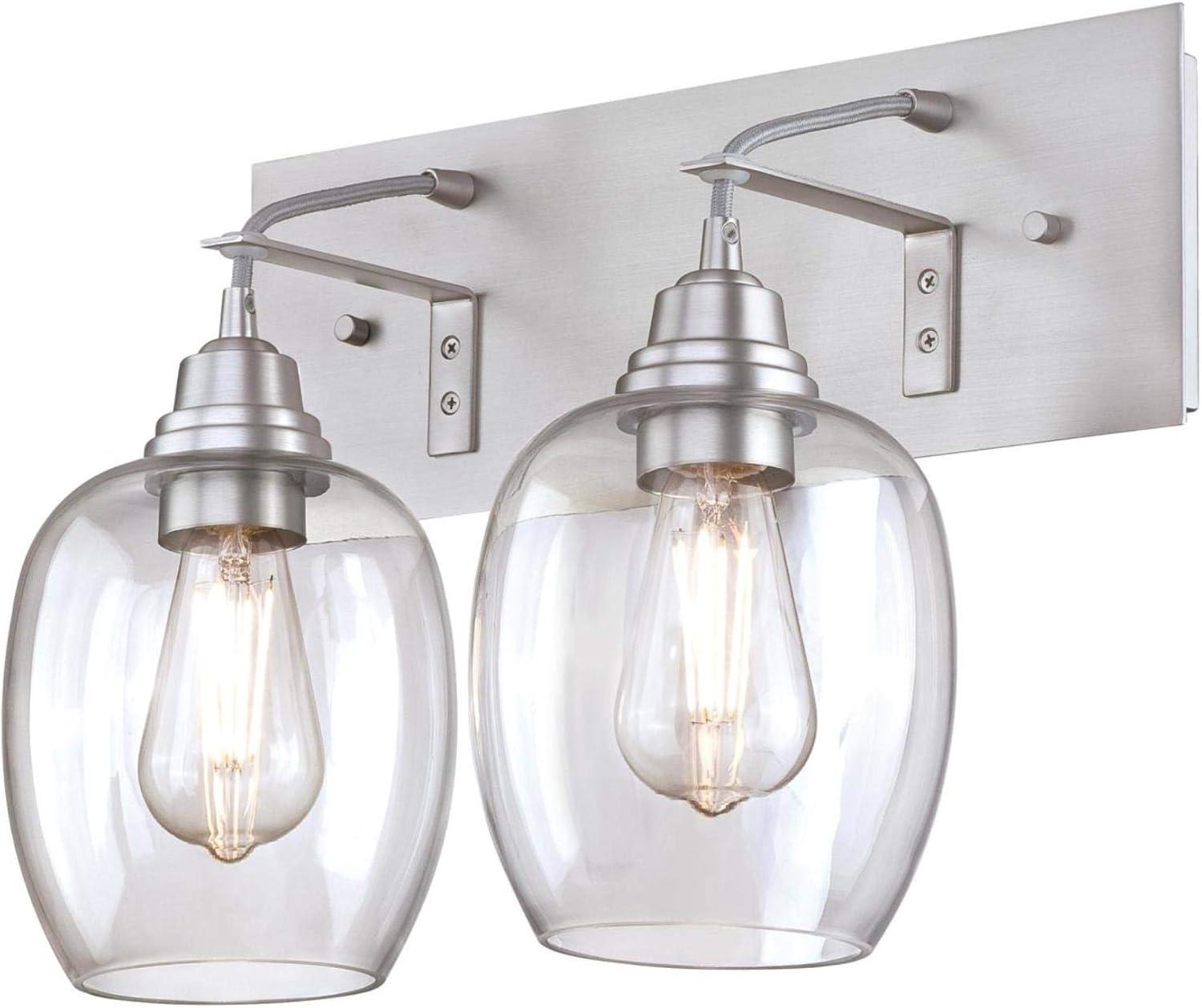 image:imageWestinghouse 6574100 Eldon TwoLight Indoor Wall Fixture Aluminum Finish with Clear Glass Brushed NickelBrushed Nickel