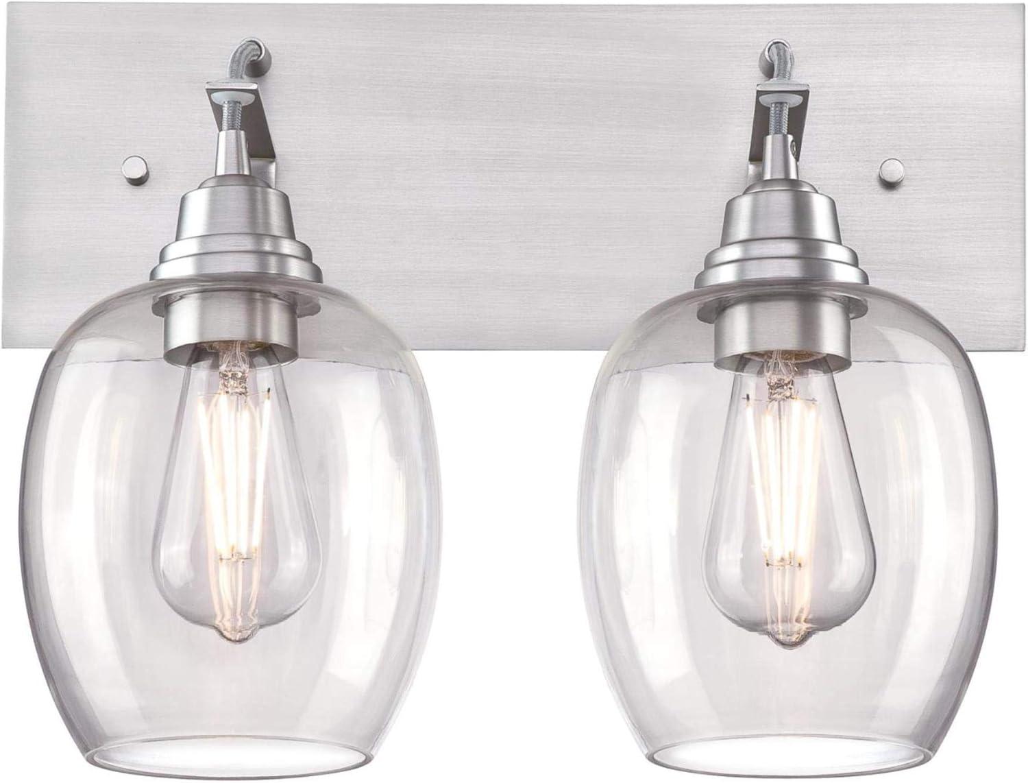 image:imageWestinghouse 6574100 Eldon TwoLight Indoor Wall Fixture Aluminum Finish with Clear Glass Brushed NickelBrushed Nickel
