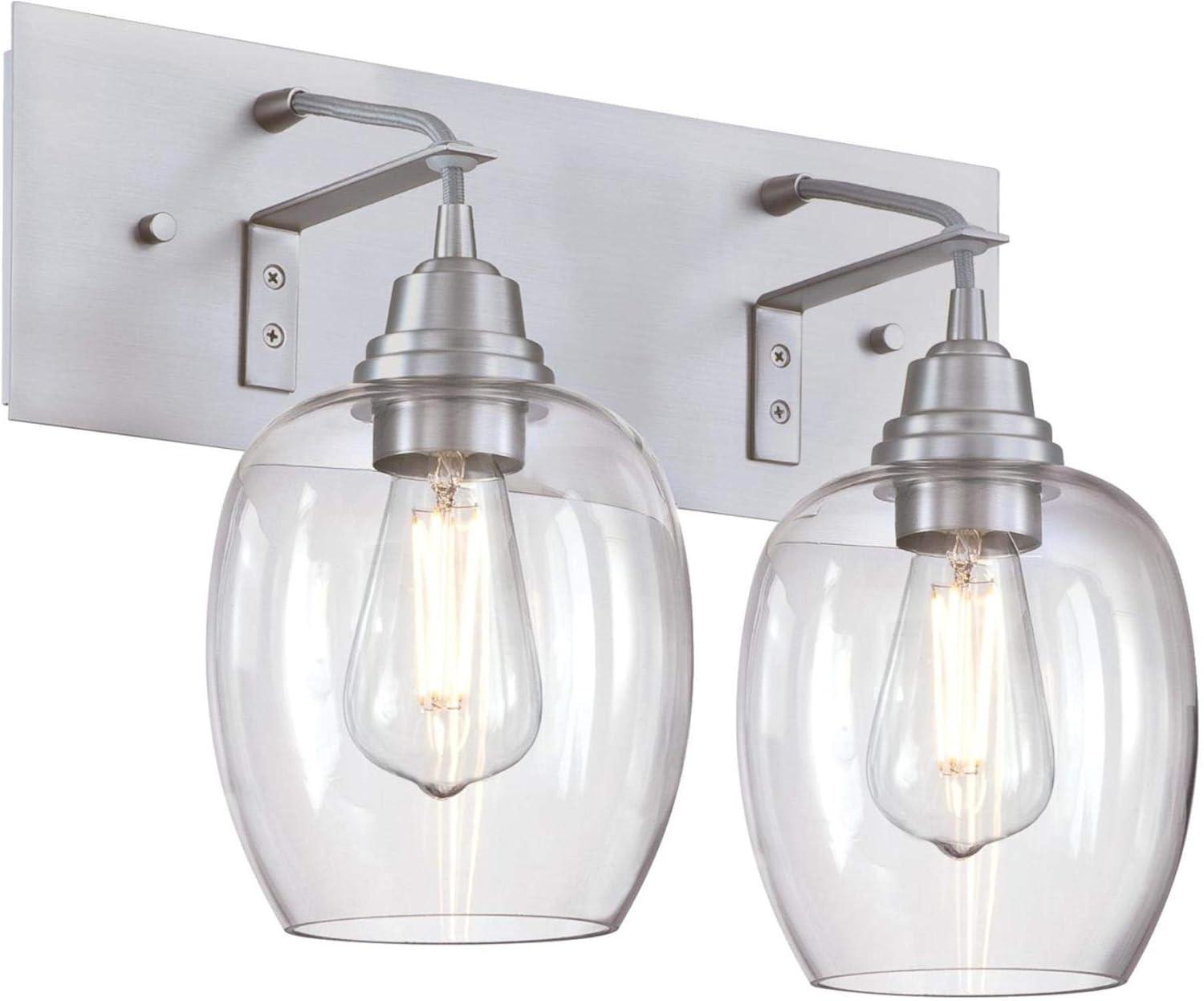 image:imageWestinghouse 6574100 Eldon TwoLight Indoor Wall Fixture Aluminum Finish with Clear Glass Brushed NickelBrushed Nickel