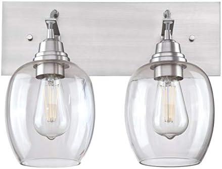 image:imageWestinghouse 6574100 Eldon TwoLight Indoor Wall Fixture Aluminum Finish with Clear Glass Brushed NickelBrushed Nickel