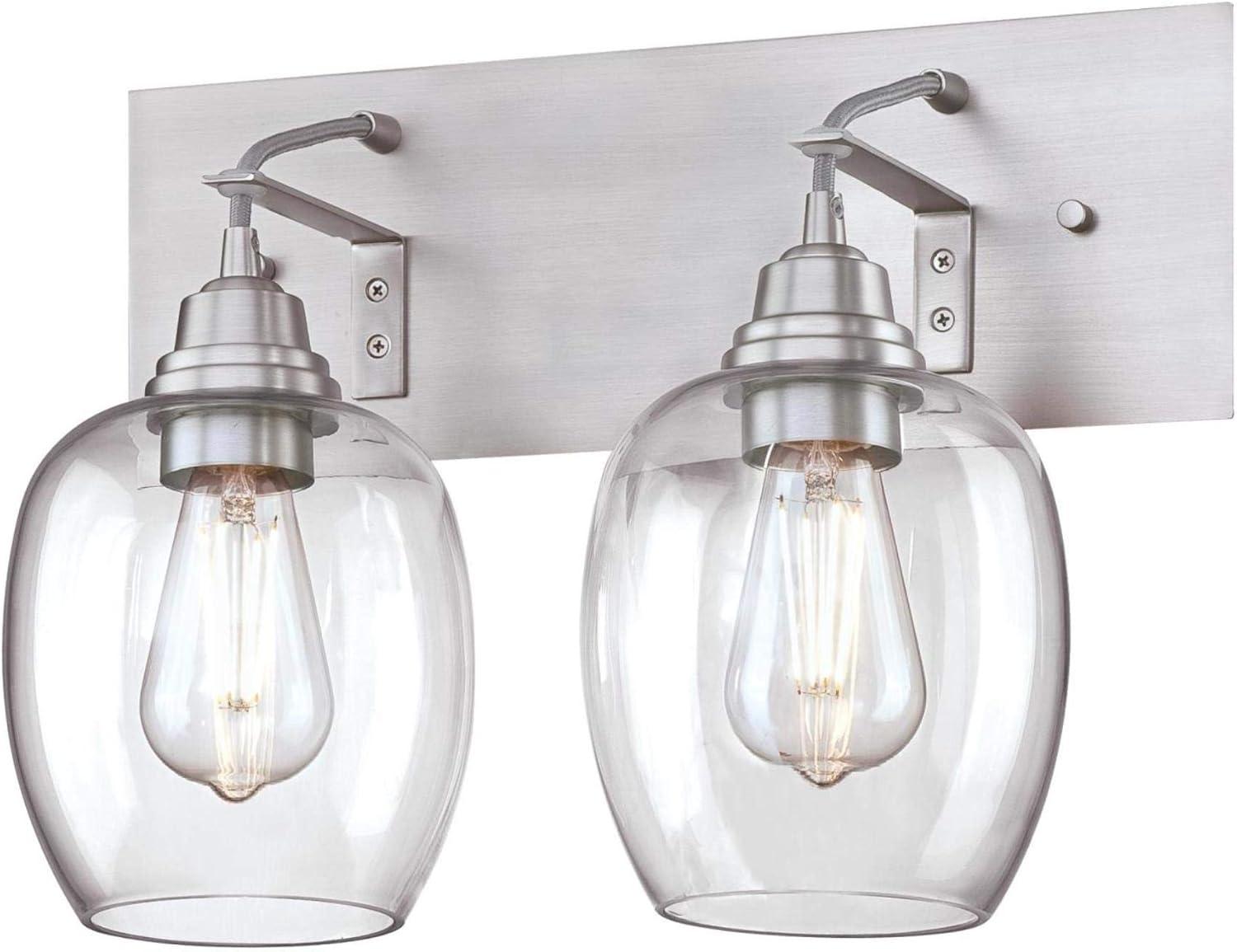 image:imageWestinghouse 6574100 Eldon TwoLight Indoor Wall Fixture Aluminum Finish with Clear Glass Brushed NickelBrushed Nickel