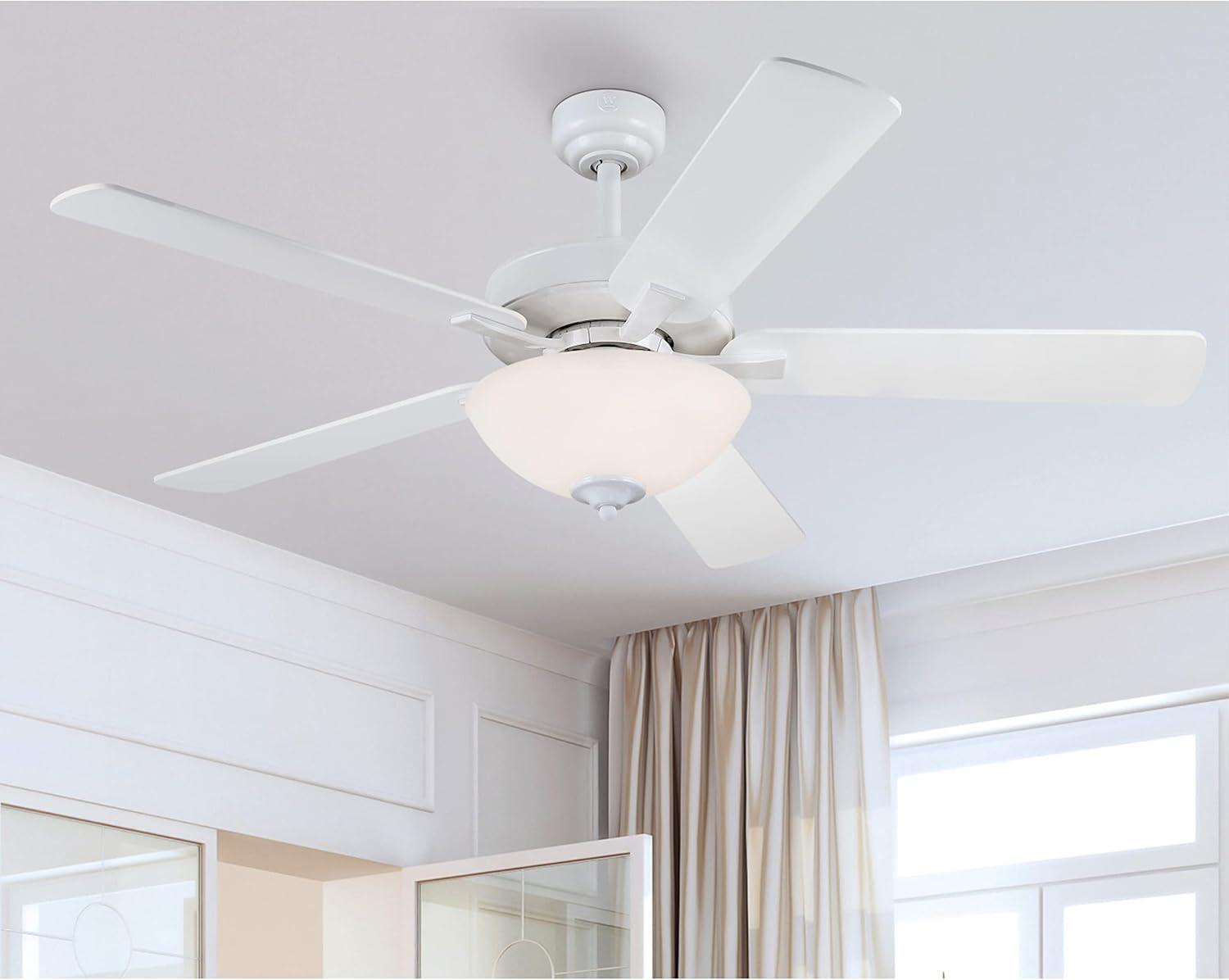 image:imageWestinghouse 7308300 Albert Traditional LED Ceiling Fan with Light 52 Inch White Finish Frosted Glass