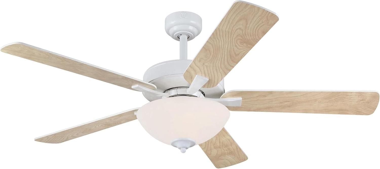 image:imageWestinghouse 7308300 Albert Traditional LED Ceiling Fan with Light 52 Inch White Finish Frosted Glass