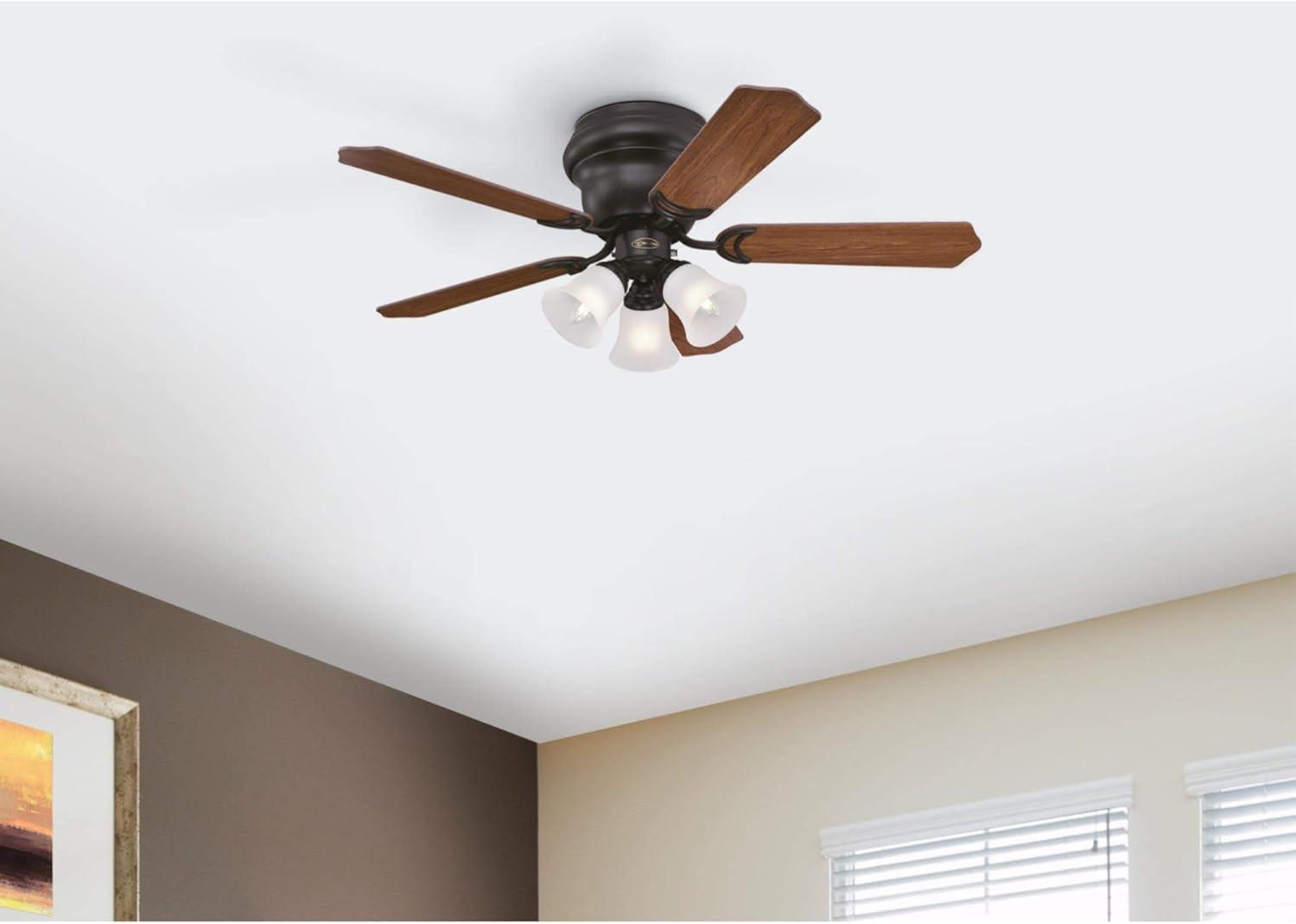 image:imageWestinghouse Contempra Trio 42 Inch Ceiling Fan with Light Indoor Brushed Nickel Ceiling Fan for Small Rooms Reversible Blades RosewoodBirds Eye Maple LED Bulbs Included
