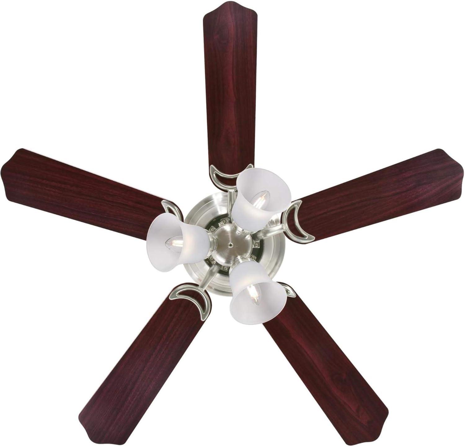 image:imageWestinghouse Contempra Trio 42 Inch Ceiling Fan with Light Indoor Brushed Nickel Ceiling Fan for Small Rooms Reversible Blades RosewoodBirds Eye Maple LED Bulbs Included