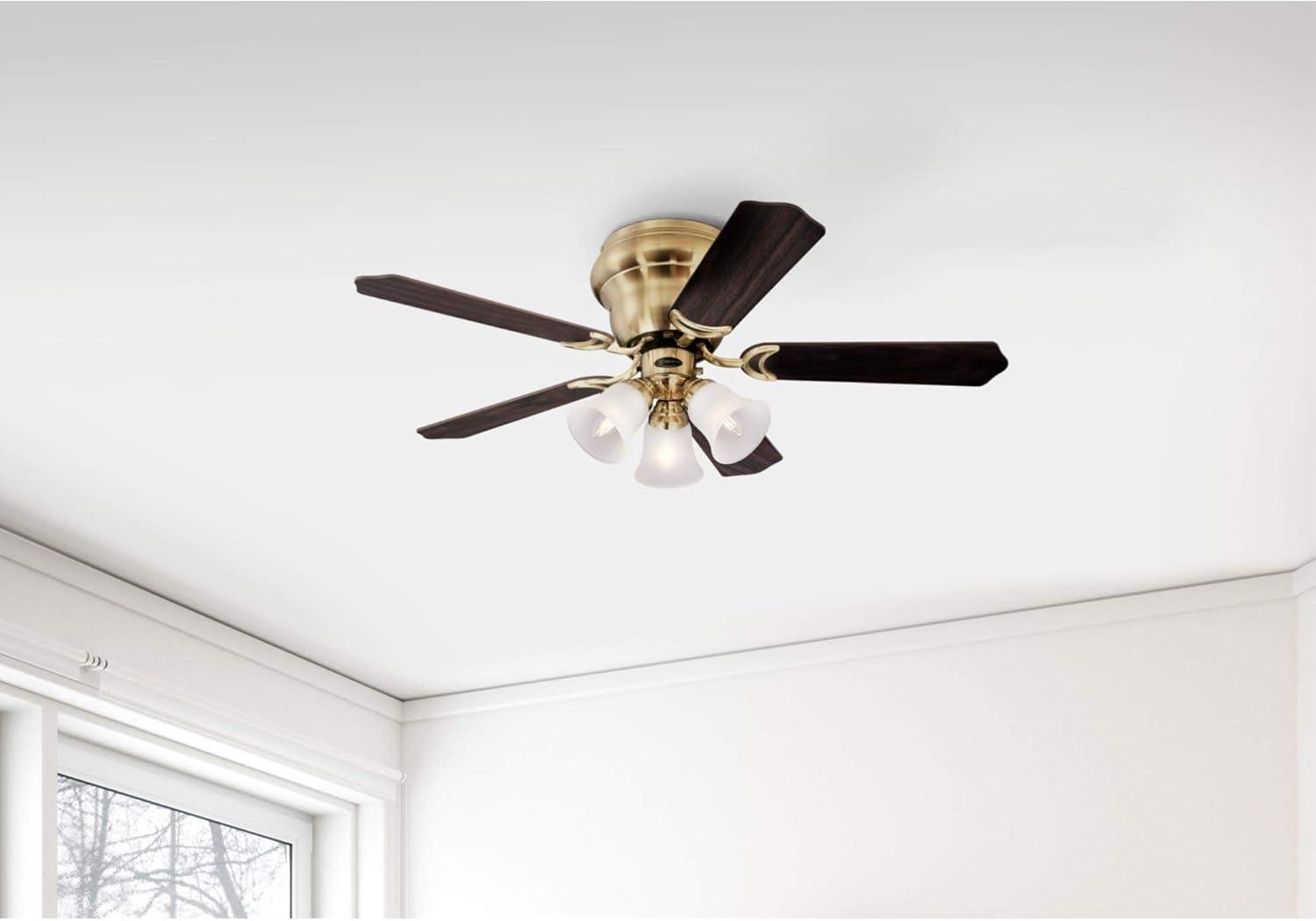 image:imageWestinghouse Contempra Trio 42 Inch Ceiling Fan with Light Indoor Brushed Nickel Ceiling Fan for Small Rooms Reversible Blades RosewoodBirds Eye Maple LED Bulbs Included