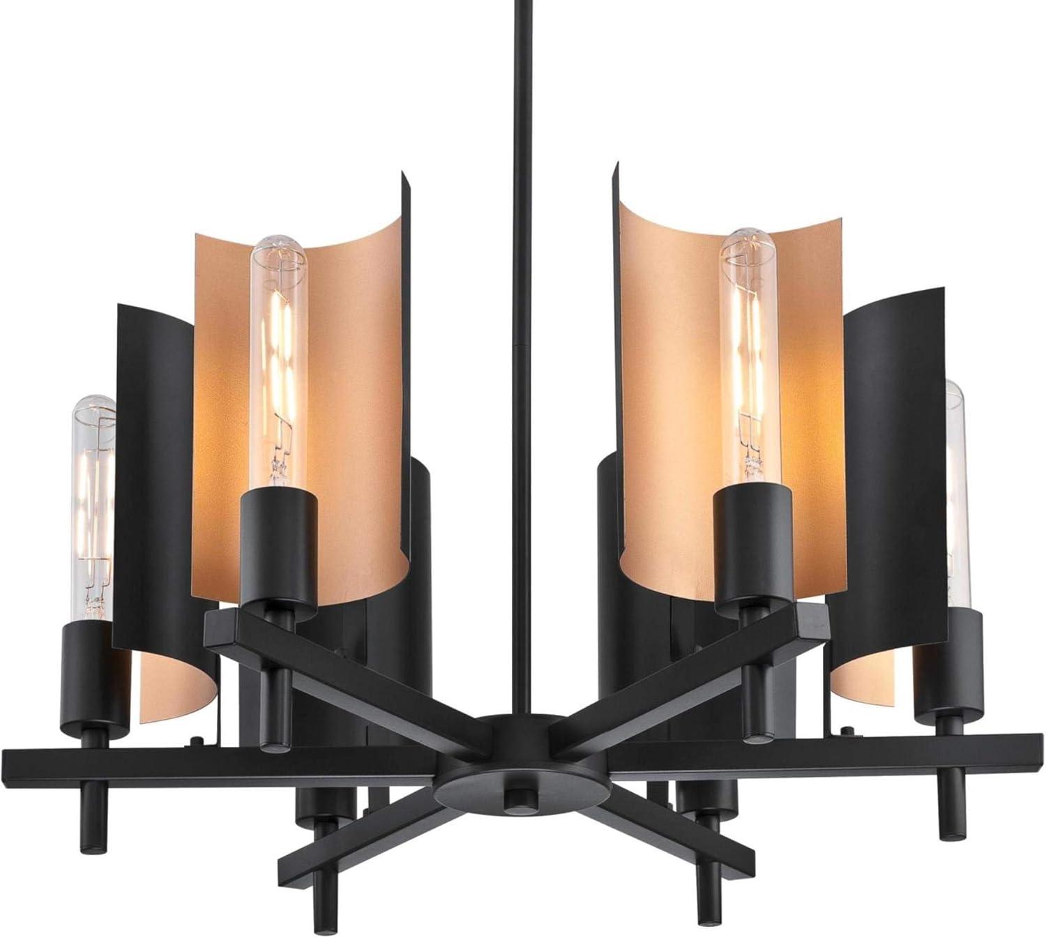 image:imageWestinghouse Lighting 6575800 Sirino SixLight Indoor Chandelier Matte Black Finish with Metallic Bronze Accents Two ToneChandelier